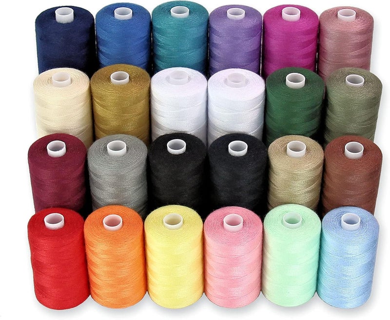 BlesSew Sewing Thread-24 Spools of Polyester Thread for Sewing Machine for Beginners, Hand Stitching & Quilting-1000 yds Each in 22 Colors+Bonus Black & White - Image 1